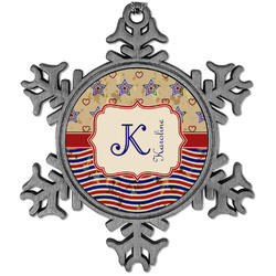 Vintage Stars & Stripes Vintage Snowflake Ornament (Personalized)
