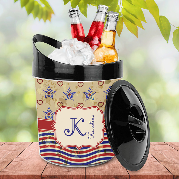 Vintage Stars & Stripes Plastic Ice Bucket - LIFESTYLE