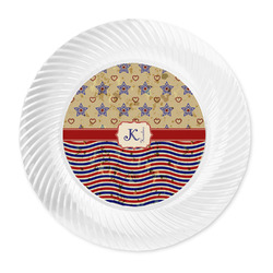 Vintage Stars & Stripes Plastic Party Dinner Plates - 10" (Personalized)