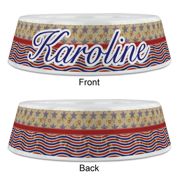 Vintage Stars & Stripes Plastic Pet Bowls - Large - APPROVAL