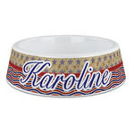 Vintage Stars & Stripes Plastic Dog Bowl - Large (Personalized)