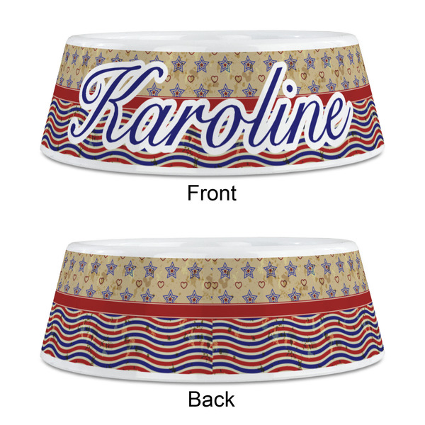 Vintage Stars & Stripes Plastic Pet Bowls - Medium - APPROVAL