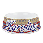 Vintage Stars & Stripes Plastic Dog Bowl - Medium (Personalized)