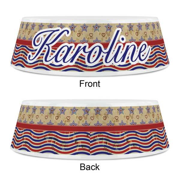 Vintage Stars & Stripes Plastic Pet Bowls - Small - APPROVAL