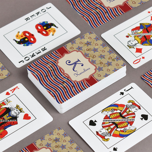 Vintage Stars & Stripes Playing Cards - Front & Back View
