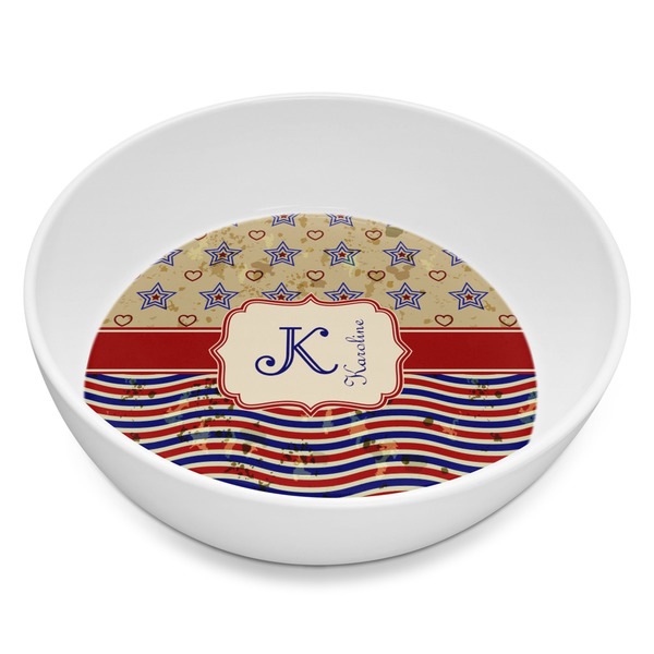 Custom Vintage Stars & Stripes Melamine Bowl - 8 oz (Personalized)
