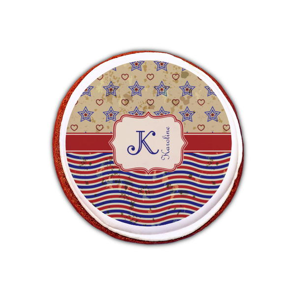 Vintage Stars & Stripes Printed Icing Circle - XSmall - On Cookie