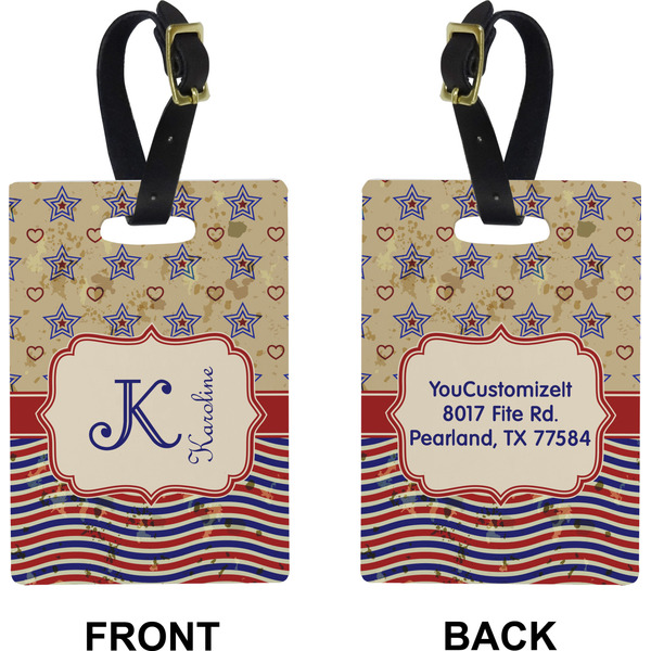 Vintage Stars & Stripes Rectangle Luggage Tag (Front + Back)