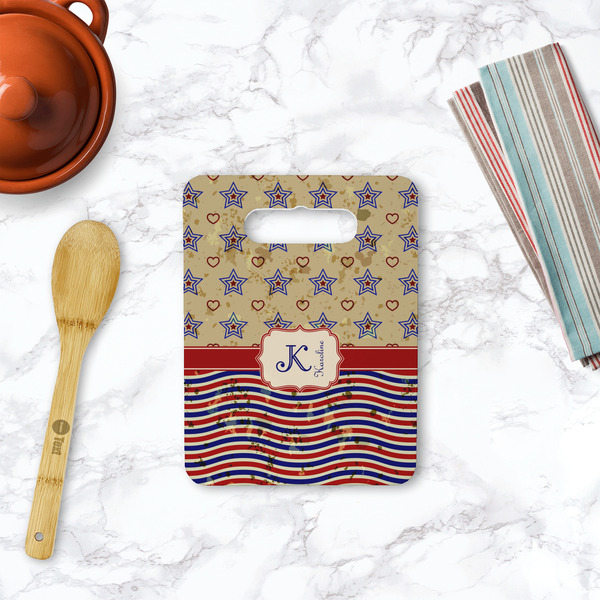 Vintage Stars & Stripes Rectangle Trivet with Handle - LIFESTYLE