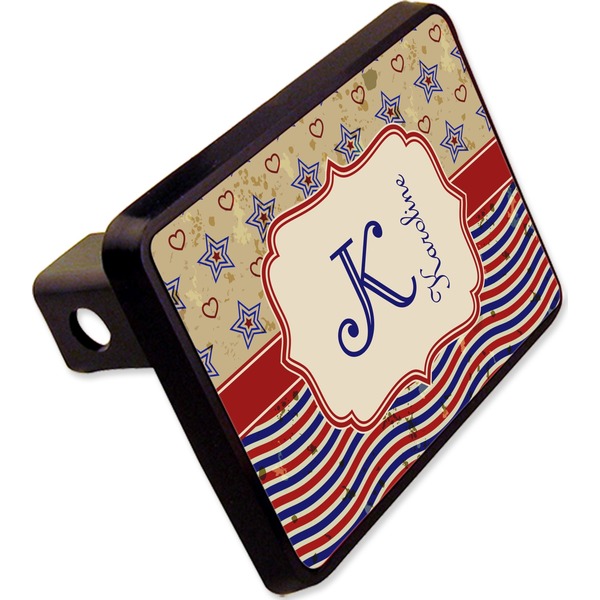 Custom Vintage Stars & Stripes Rectangular Trailer Hitch Cover - 2" (Personalized)