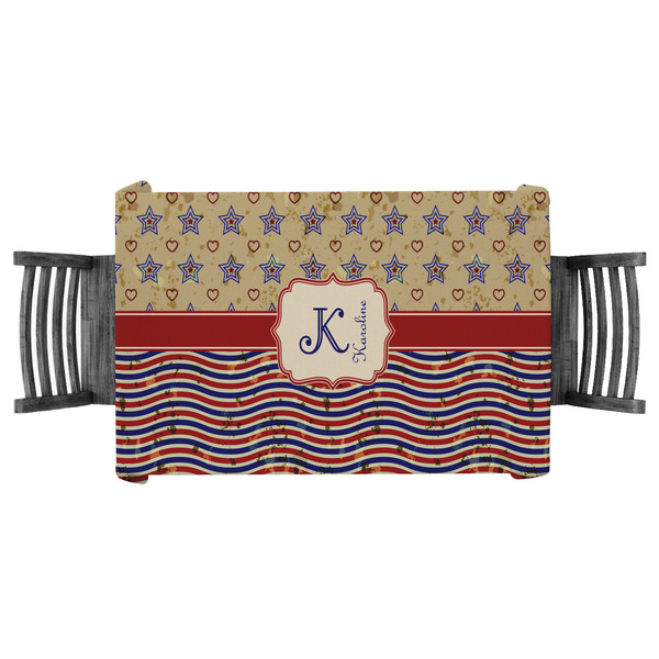 Custom Vintage Stars & Stripes Tablecloth - 58"x58" (Personalized)