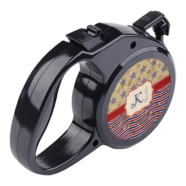 Vintage Stars & Stripes Retractable Dog Leash - Angle