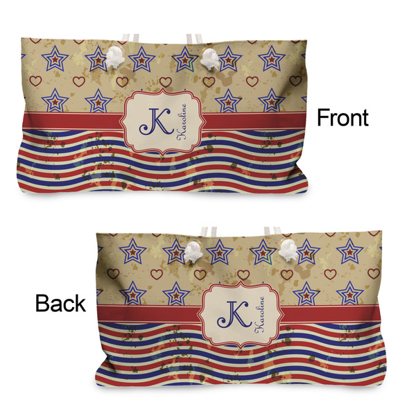 Vintage Stars & Stripes Large Rope Tote - From & Back View