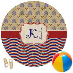 Vintage Stars & Stripes Round Beach Towel (Personalized)