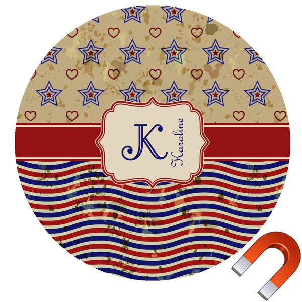 Custom Vintage Stars & Stripes Car Magnet (Personalized)