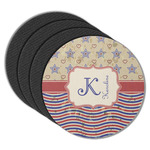 Vintage Stars & Stripes Round Rubber Backed Coasters - Set of 4 (Personalized)