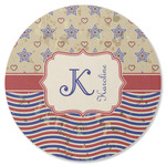 Vintage Stars & Stripes Round Rubber Backed Coaster (Personalized)