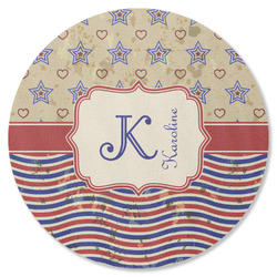 Vintage Stars & Stripes Round Rubber Backed Coaster (Personalized)