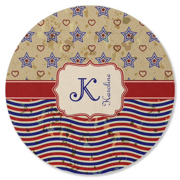 Vintage Stars & Stripes Round Coaster Rubber Back - Single