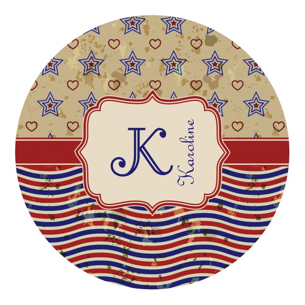 Custom Vintage Stars & Stripes Round Decal (Personalized)
