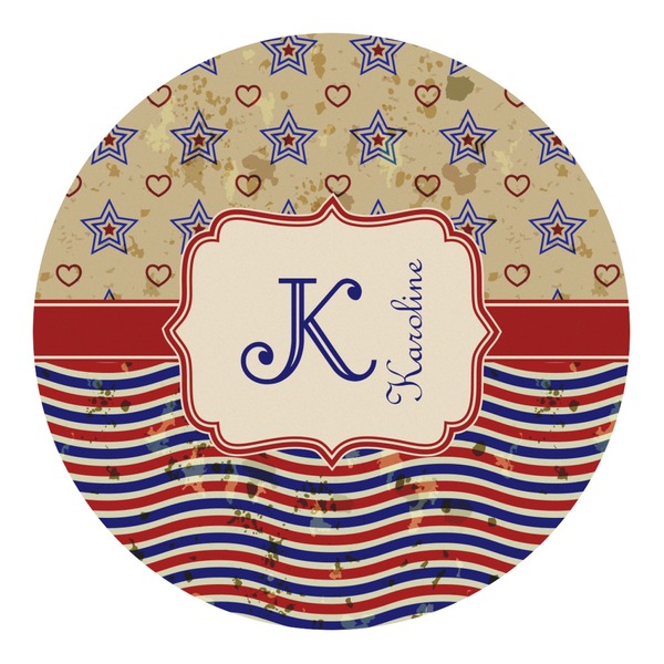 Custom Vintage Stars & Stripes Round Decal - Medium (Personalized)