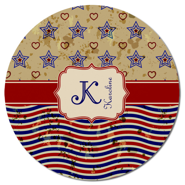 Vintage Stars & Stripes Round Fridge Magnet - FRONT