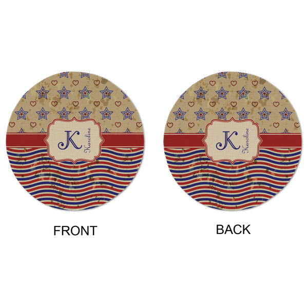 Vintage Stars & Stripes Round Linen Placemats - APPROVAL (double sided)