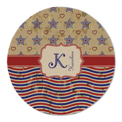Vintage Stars & Stripes Round Linen Placemat (Personalized)