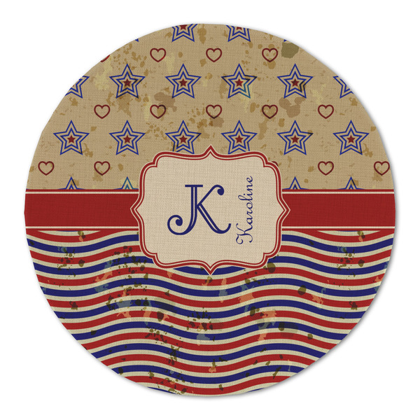 Custom Vintage Stars & Stripes Round Linen Placemat (Personalized)