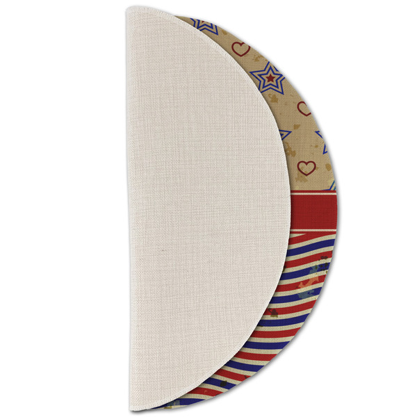 Vintage Stars & Stripes Round Linen Placemats - HALF FOLDED (single sided)