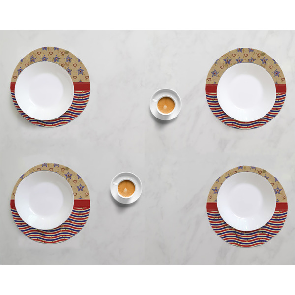 Vintage Stars & Stripes Round Linen Placemats - LIFESTYLE (set of 4)