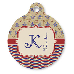 Vintage Stars & Stripes Round Pet ID Tag (Personalized)