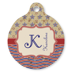 Vintage Stars & Stripes Round Pet ID Tag (Personalized)