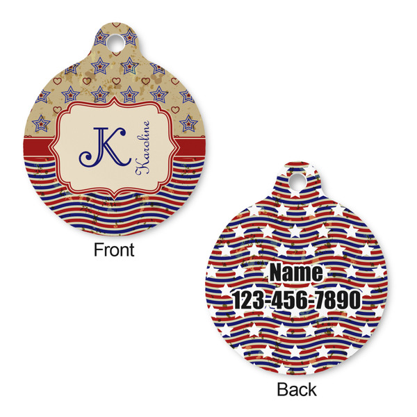 Vintage Stars & Stripes Round Pet Tag - Front & Back
