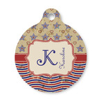 Vintage Stars & Stripes Round Pet ID Tag - Small (Personalized)