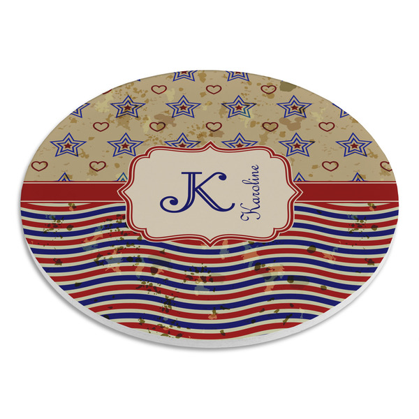 Vintage Stars & Stripes Round Stone Trivet - Angle View