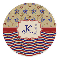 Vintage Stars & Stripes Round Stone Trivet (Personalized)