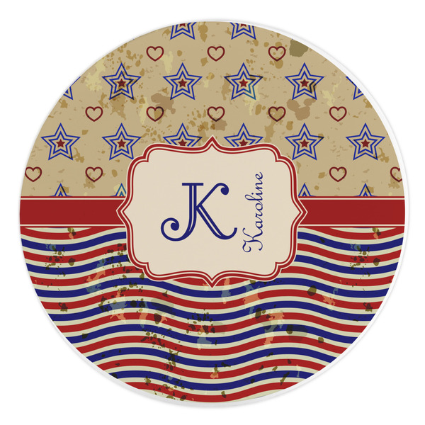 Custom Vintage Stars & Stripes Round Stone Trivet (Personalized)
