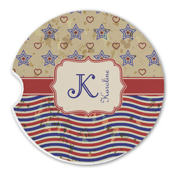 Vintage Stars & Stripes Sandstone Car Coaster - Single (Personalized)