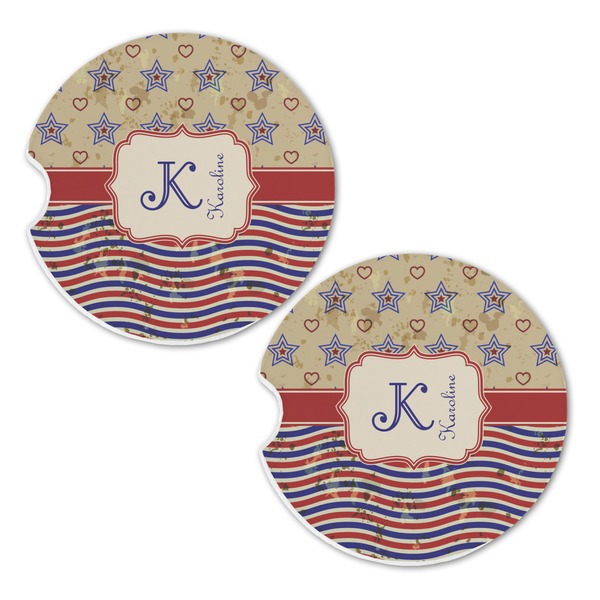 Vintage Stars & Stripes Sandstone Car Coasters - Set of 2