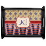 Vintage Stars & Stripes Black Wooden Tray - Large (Personalized)
