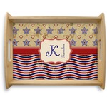 Vintage Stars & Stripes Natural Wooden Tray - Large (Personalized)