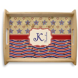 Vintage Stars & Stripes Natural Wooden Tray - Large (Personalized)