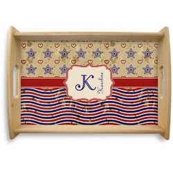 Vintage Stars & Stripes Natural Wooden Tray - Small (Personalized)