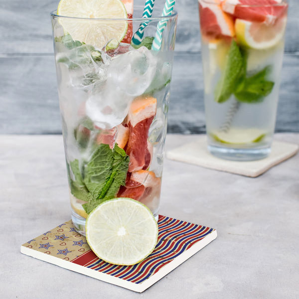 Vintage Stars & Stripes Set of 4 Stone Coasters - In Context View