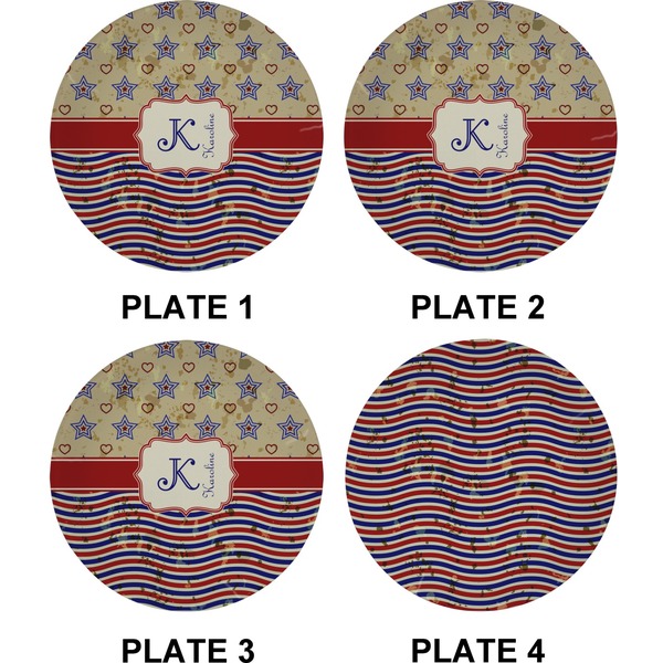 Vintage Stars & Stripes Set of Appetizer / Dessert Plates (Approval)
