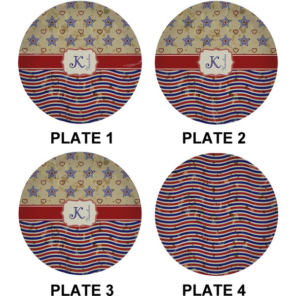 Vintage Stars & Stripes Set of Lunch / Dinner Plates (Approval)