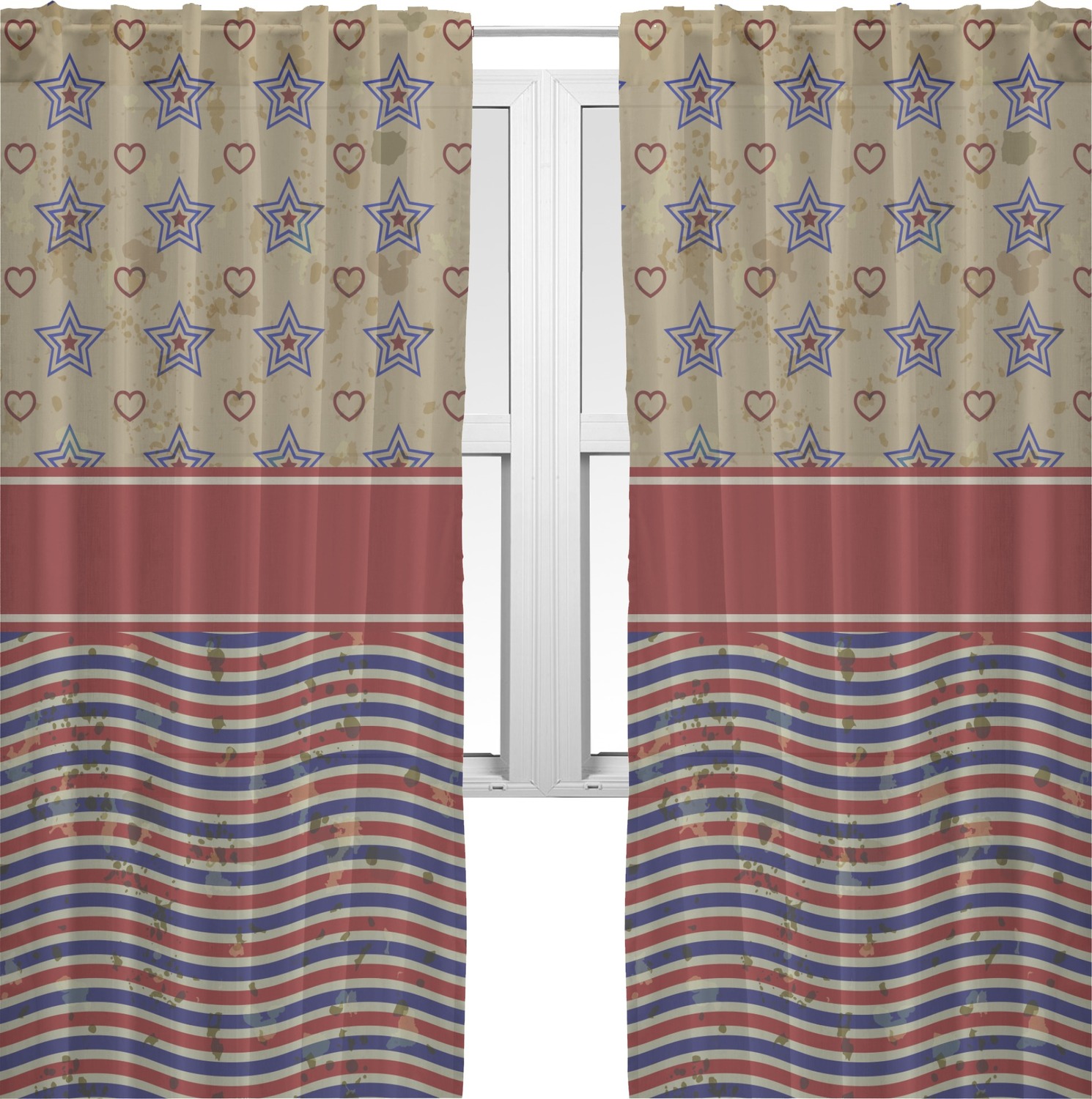 Vintage Stars & Stripes Sheer Curtains (Personalized) YouCustomizeIt