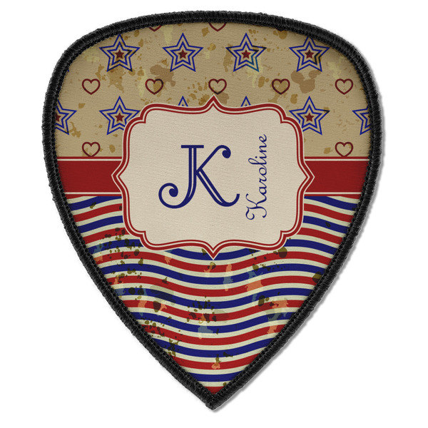 Custom Vintage Stars & Stripes Iron on Shield Patch A w/ Name and Initial