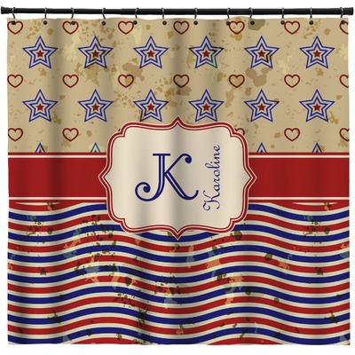 Vintage Stars & Stripes Shower Curtain - Custom Size (Personalized)